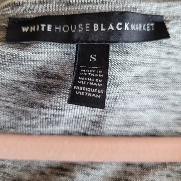 WHBM Small Cold Shoulder Silver Jersey Dress Beaded Shoulders Blouson Heathered - Picture 5 of 5